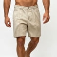thumbnail image 4 of Men's 7-Inch Pleated Dress Shorts, Button & Zipper Closure Casual Linen Chino Shorts, Relaxed Fit Straigh Leg Summer Beach Golf Shorts with Side Pockets Khaki, 4 of 5
