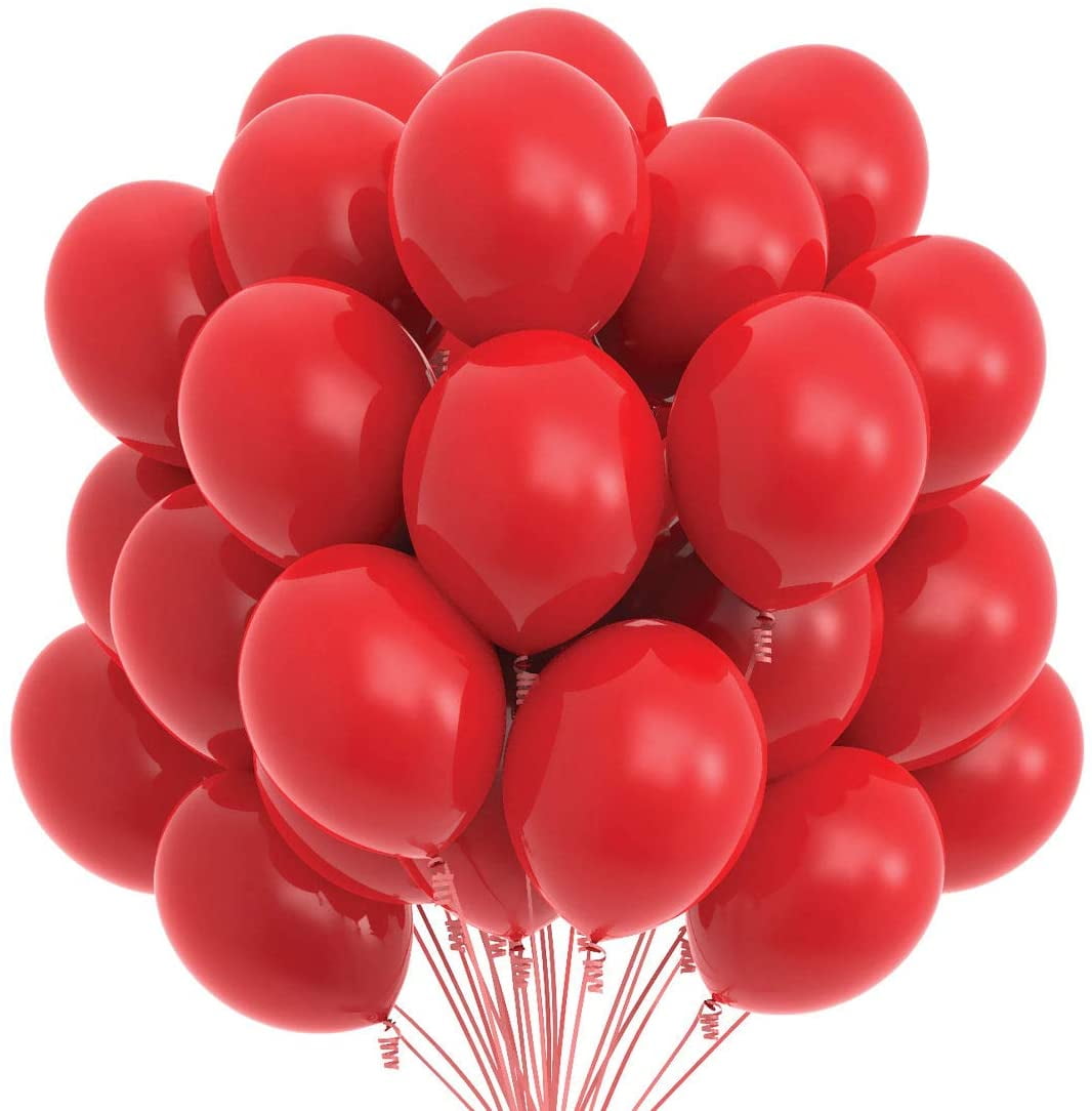 Prextex 75 Red Party Balloons 12 Inch Red Balloons with Matching Color for Red Theme Party Weddings, Baby Shower, Birthday Parties Supplies or Arch Decor - Helium Quality - Walmart.com