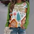 thumbnail image 1 of Offres de Liquidation! Aqestyerly Haut de Noël Grande Taille Blouse à Manches Longues Imprimée de Noël pour Femmes Col Rond Tunique Décontractée, 1 of 3