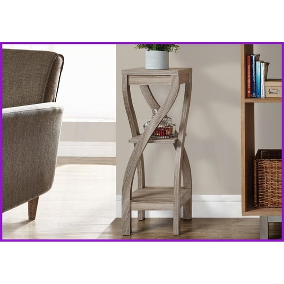 Space-Saving 3-Tier Coffee Table, Modern Brown Wood-Look Square Top for Living Room, Stable Curved Legs