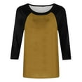 thumbnail image 4 of GERsome Women's T Shirts 3/4 Sleeve Crew Neck Color Block Tops Casual Summer Tees, 4 of 5
