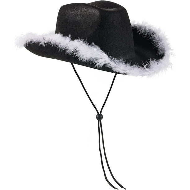 DabuLiu Glitters Cowboy Hats with Feathers Women Men Fluffy Cowgirl Hat ...