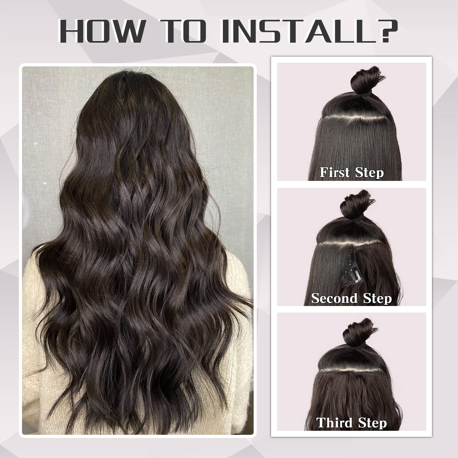 MORICA Clip in Hair Extensions - 4Pcs Thick Double Weft Hair 20 Inch Hair Extensions for Women Clip in, Soft Dark Brown Hair Extensions Clip ins