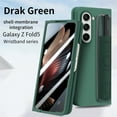 thumbnail image 2 of Compatible with Samsung Galaxy Z Fold 5 Case with S Pen Holder & PU Leather Wristband, Full Body Protective Hard PC Lightweight Slim Case Cover for Samsung Galaxy Z Fold 5 2023, Darkgreen, 2 of 10