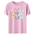 thumbnail image 5 of Tnhcen Women's Easter Bunny Print Graphic Tee Casual Short Sleeve Round Neck Plus Size S-3XL Cotton Spandex Polyester Stretchy Comfortable Spring Holiday Wear, 5 of 6