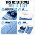 thumbnail image 2 of Girls Shortie Cabin Socks, 2 Pack, Soft Sole Sweater Knit with Silicone Grippers, BLUE, M/L, 2 of 8