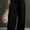 thumbnail image 6 of NMMUED Women's 2 Piece Outfits Linen Vest Waistcoat Dressy Casual Sets Wide Leg Pants Suits Black L, 6 of 7