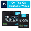 DUDE Wipes Flushable Wipes, Unscented XL On-The-Go Wet Wipes to Use with Toilet Paper, 15 Ct