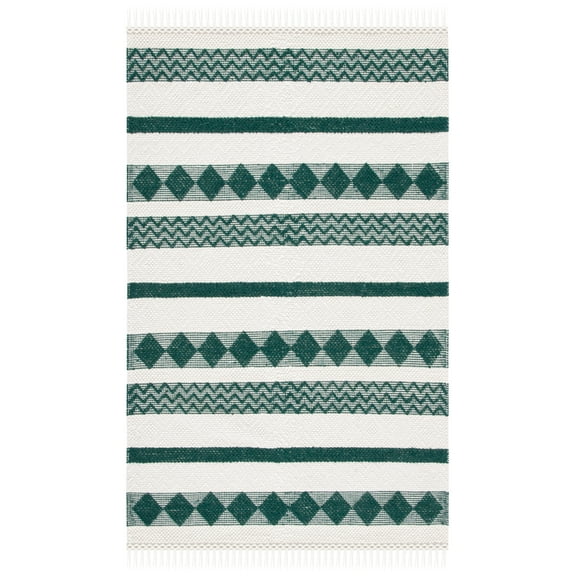 SAFAVIEH Natura Elvin Geometric Wool Area Rug, Ivory/Green, 8' x 10'
