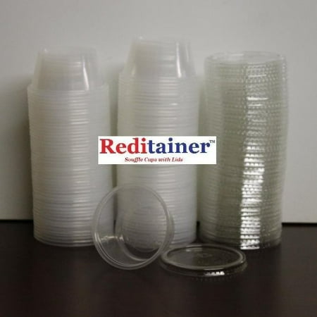 Plastic Trophy Cups - Reditainer Plastic Disposable Portion Cups Souffle Cup with Lids, 4-Ounce, 100-Pack