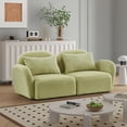 thumbnail image 2 of ARCTICSCORPION Cloud Minimalist Teddy Fabric Upholstered Floor Couch with Throw Pillows, Light Green, 2 of 6