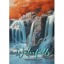 Waterfall Coloring Book for Adults: Waterfalls Coloring Book Grayscale Landscapes Grayscale Coloring Book for Adults Lan, (Paperback)