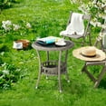 thumbnail image 4 of Ktaxon Round Wicker Rattan Side Table, 2 Tiers Patio Side Tables with Tempered Glass Top, Storage End Table for Balcony Porch Pool, Gray, 4 of 6