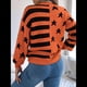 thumbnail image 5 of Suéter de Rayas con Hombros Caídos para Mujer, Suéter de Punto de Cuello Redondo Extragrande, Top Tipo Jersey. Color Naranja M, 5 of 10