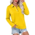 thumbnail image 2 of Polo Shirts for Women Long Sleeve Collared Button Golf Work Cute Summer Tops | Lightweight, Quick Dry, Three Quarter Length, Solid Color, Loose Fit, Beach, Workout, Athletic, Walking ,Holiday,L, 2 of 5