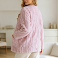 thumbnail image 6 of Women's Floral Textured Bed Jacket Long Sleeve Button Front Lounge wear Coat With Pockets (Pink XL), 6 of 6