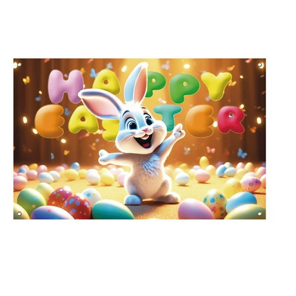 Lksixu Easter Decorations Easter Background Indoor And Outdoor Hanging Flags Easter Eggs Bunny Decorations Banners Festive Celebrations Hanging Flags Easter Ornaments Spring Decor for Party Holiday