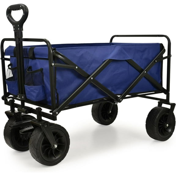 XL Collapsible Foldable Wagon, Beach Cart Large Capacity, Heavy Duty Folding Wagon Portable, Collapsible Wagon for Sports, Shopping, Camping, 35.5" x 22.25" x 30.75"