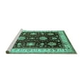 thumbnail image 2 of Ahgly Company Machine Washable Indoor Square Oriental Turquoise Blue Traditional Area Rugs, 3' Square, 2 of 4