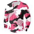 thumbnail image 2 of Dagegui Mens Camo Long Sleeve Henley Shirts Camouflage Crewneck Button Shirt Big and Tall Slim Fit Athletic Tees Fall Winter Casual Tops Clearance Sale Pink 2XL, 2 of 4