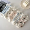 thumbnail image 6 of YooGuoGuo Crew Socks 5 Pairs for Women 5-10 Cute Low Cut Ankle White Floral Lace Frilly Summer Thin Casual Novelty Girl Cotton, 6 of 7