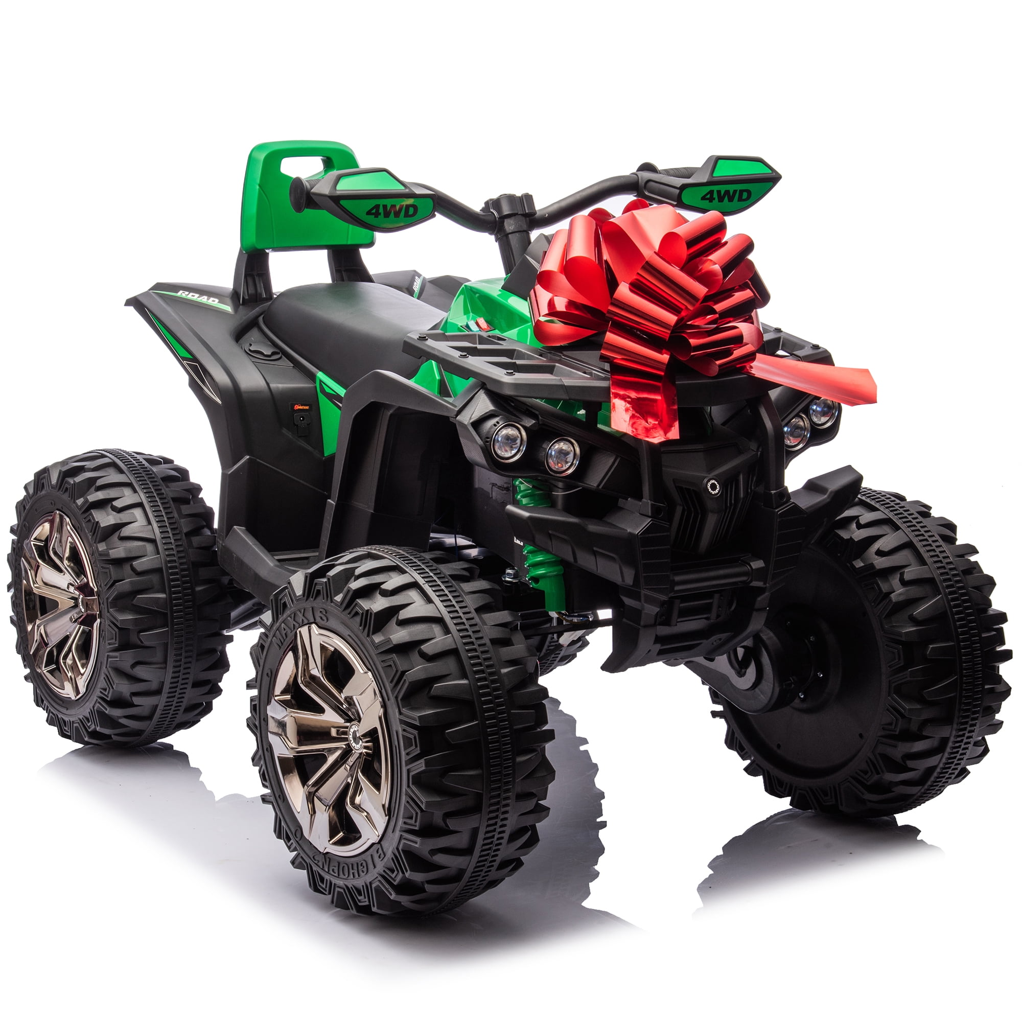 800W Dirt Quad w/ Remote Control - 24V Powered Ride on ATV, Electric Powerful 4-Wheeler for Big Kids, Up to 5.5 mph, Knee Pads, Green