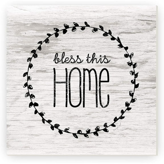 Bless This Home Wreath Rustic Wood Wall Sign 12x12 (Unframed)