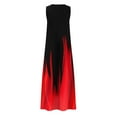 thumbnail image 5 of B91xZ Robe Sans Manches pour Femmes Grande Taille Boutonnée devant Col en V Taille Haute Ligne A Décontractée, Rouge L, 5 of 5