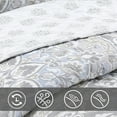 thumbnail image 3 of Floral Reversible Bedding Quilt Set, Comforter Set, Lightweight Bedspread Coverlet for Guest Room, Bedroom, Home, Apartment, Dorm, Hotel, Cottage, Grey, Queen - 3 Piece, 3 of 5