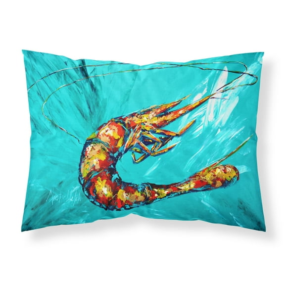 Carolines Treasures MW1100PILLOWCASE Shrimp Teal Shrimp Fabric Standard Pillowcase Standard multicolor