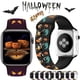 thumbnail image 1 of Correas deportivas de Halloween compatibles con Apple Watch para mujeres y hombres con estampado de calabaza y flores negras., 1 of 4