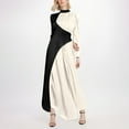 thumbnail image 3 of Efsteb 2025 Fall Fashion Dress for Women Elegant Long Sleeve Color Block Maxi Dress Mock Neck Pleated Wedding Guest Maxi Dresses (White,S), 3 of 4
