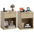 thumbnail image 2 of Fluted Nightstand with Charging Station, Bedside Table with Drawers and Open Storage Space, Metal Handles and Rounded Corners for Safety, Side Tables, End Table Bedroom, Living Room, 2 of 10
