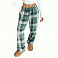 thumbnail image 2 of Cyglowse Women's Warm Plaid Pajama Pants Fluffy Fleece Winter Sleepwear With Pockets Flannel Soft Elastic Waist Cozy Home Pj Bottoms Dark Green XL, 2 of 9