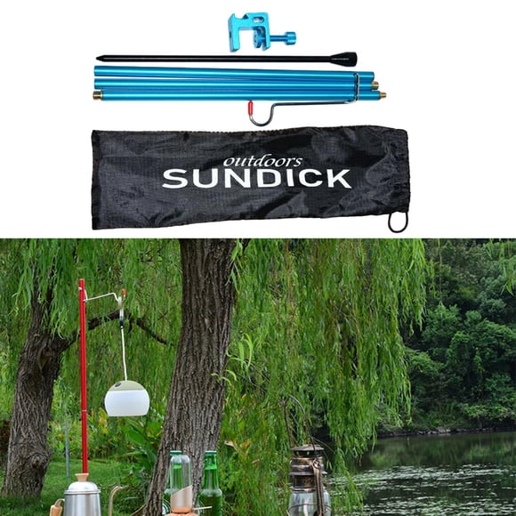 Soporte de linterna, soporte de lámpara plegable de mesa portátil, luz de camping de poste de lámpara estable Azul Cola Poste de lámpara plegable