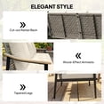 thumbnail image 4 of Outsunny 3 Seater Outdoor Patio Sofa, Outdoor Couch with Wood-Effect Armrests, Wicker Backrest and Cushions for Porch, Garden, Backyard, Khaki, 4 of 9