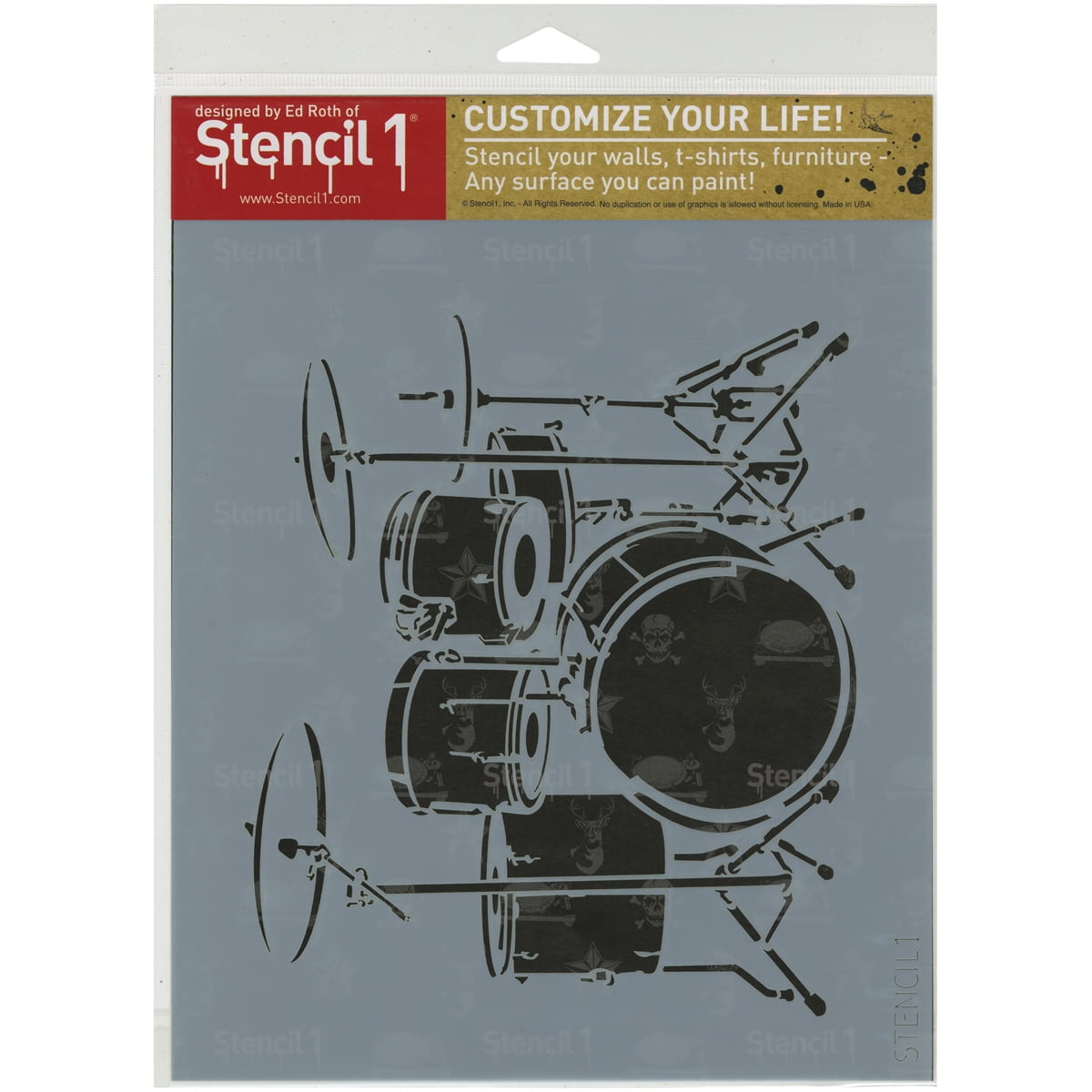 Drum Set Stencil Durable Quality Reusable Stencils for Painting