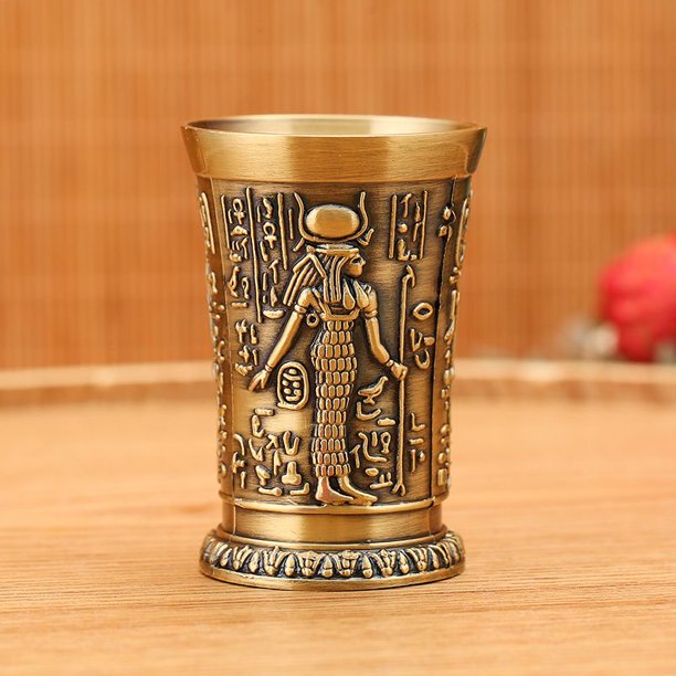 Vaso de chupito egipcio vintage de metal de 30 ml, copa de vino creativa, vaso para sorbos personalizado, copa de bar a prueba de gotas, regalo para whisky