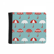 Umbrella Rain Weather Cloud Sun Flip Bifold Faux Leather Wallet  Multi-Function Card Purse