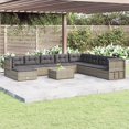 thumbnail image 1 of vidaXL 9 Piece Garden Lounge Set with Cushions Grey Poly Rattan, 1 of 5