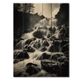 thumbnail image 3 of Designart "Cascading Harmony in Monochrome Waterfall II" Landscapes Print on Natural Pine Wood, 3 of 5