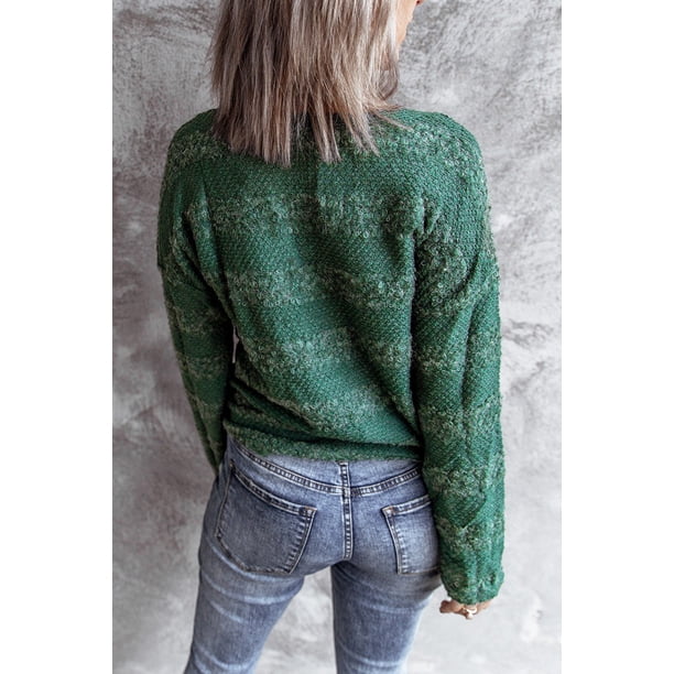 ABPHQTO Suéter de mujer verde entrecruzado Keyhole Fuzzy