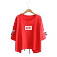 thumbnail image 4 of Camiseta casual de mujer con cuello redondo, media manga, blusa de algodón suelta para chica Jumpingount AP001743-20, 4 of 7