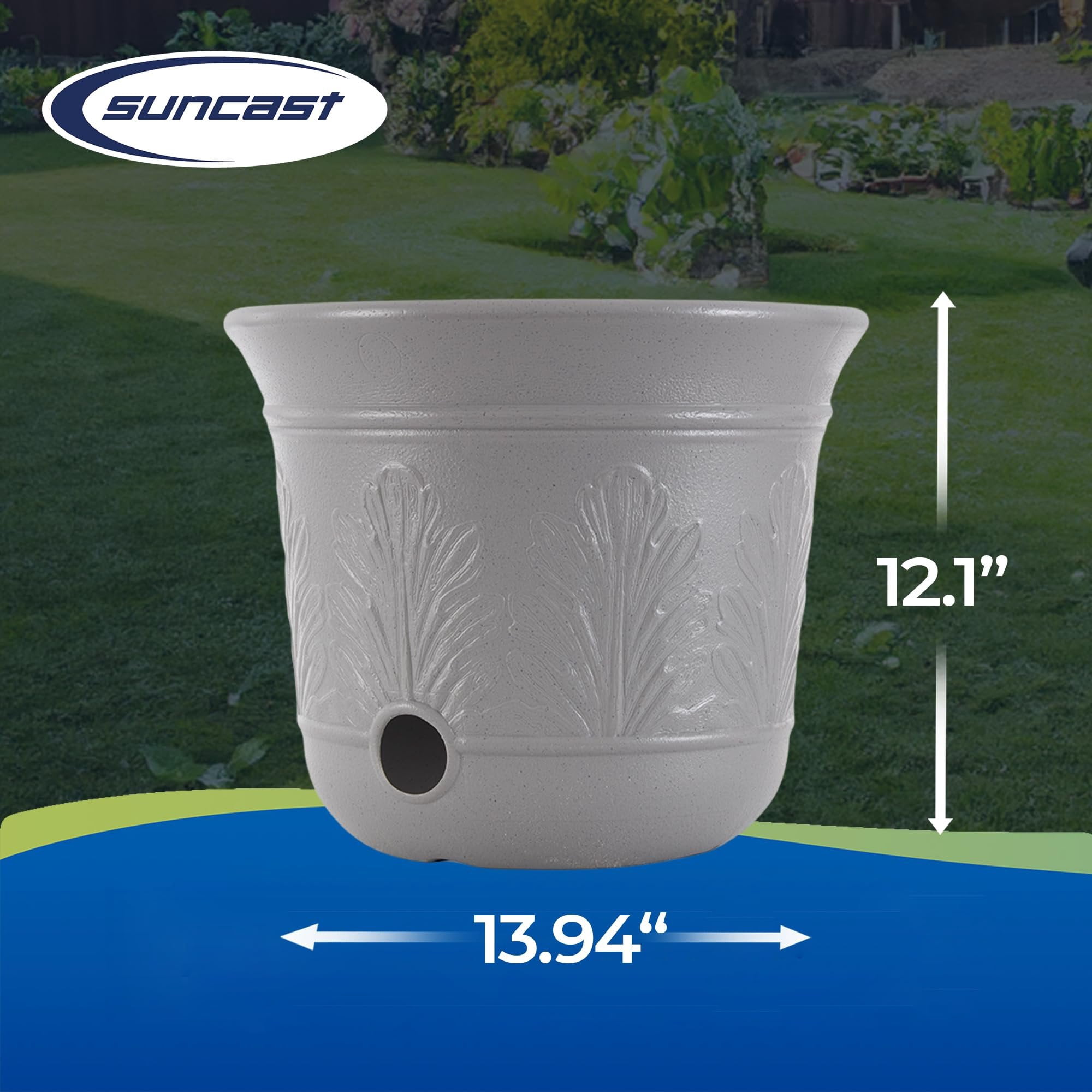 Suncast Garden Hose Planter CPLHPL100 - Heavy Duty Expandable Resin - 2 Pack, 5 Gal, Gray
