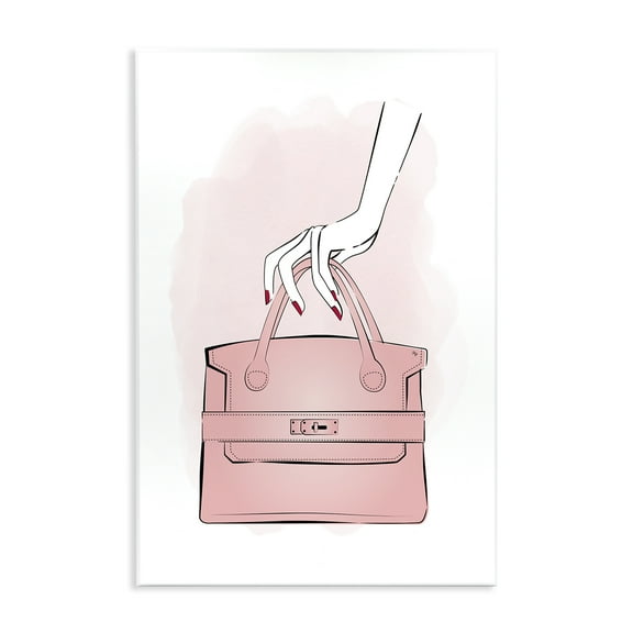 Stupell Industries Holding Pink Purse Beauty & Fashion Painting Unframed Art Print Wall Art, 10 x 15
