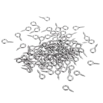 Uxcell 20pcs 2.8 Inch Screw Eye Hooks With Plate - Self-Tapping Silver Hanger Hooks For Walls & Ceiling