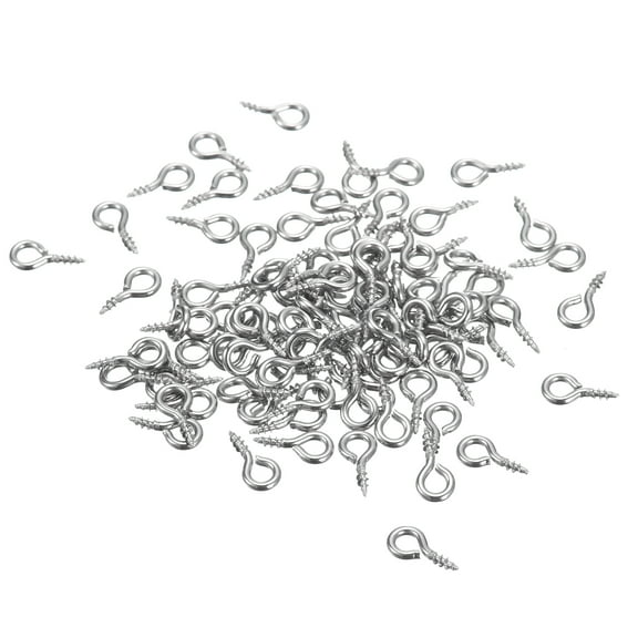 Uxcell 250Pack 304 Stainless Steel 8x4mm Small Eye Screws Mini Eye Pins, Silver