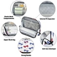 thumbnail image 4 of Standing Pencil Case with Base Large Capacity Stationery Pouch Pen Bag with Zipper for Women Men Red and Blue Stripe Bows, 4 of 7