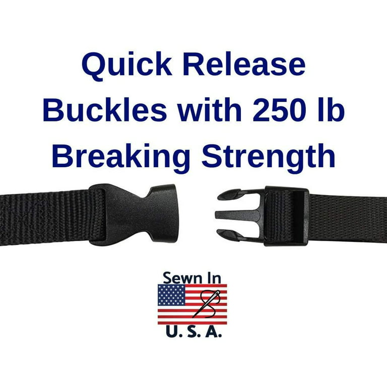 Ez-xtend Utility Straps w/Quick Release Buckles - Adjustable Cinch Straps w/ 250 lb QR Buckle - Heavy Duty 4500 lb Break Strength - Lifetime Thread