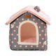 thumbnail image 2 of Cama para gatos semicerrada, nido para perros y gatos, lavable, repetición, camas para perros relajantes y acogedoras, casa para gatos para cachorros, Puntos rosados, 2 of 10